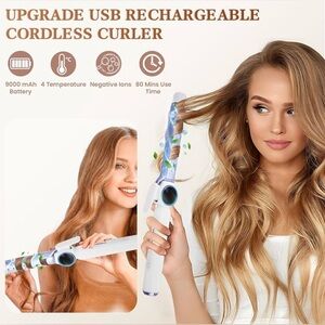 Cordless Rechargeable Curling Iron – 9000mAh (Brand New)